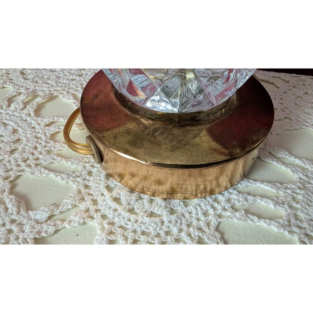 Vintage Hollywood Regency Crystal Brass Accent Night Light Lamp - 7.5